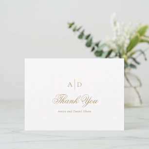Carte De Remerciements Mariage Classique Or Propre