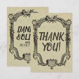 Carte De Remerciements Mariage classique Vintage vert noir