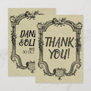 Carte De Remerciements Mariage classique Vintage vert noir