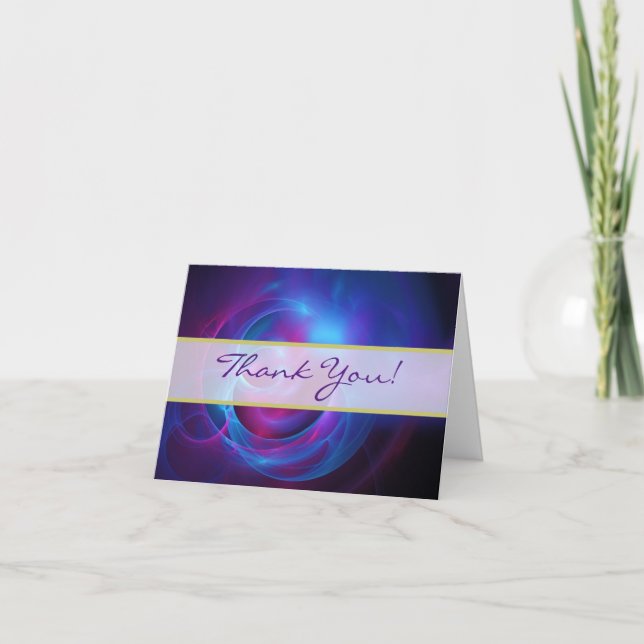 Carte De Remerciements Mariage Cosmique Bleu Violet et Rose Remerciement (Devant)