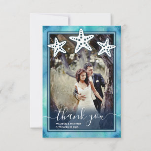 Carte de remerciements Mariage couleur bleu mer