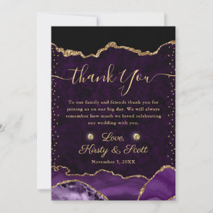 Carte De Remerciements Mariage d'agate de Parties scintillant de violet e