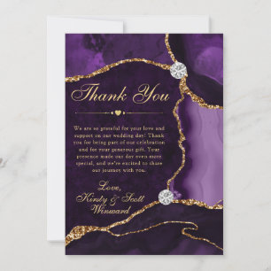 Carte De Remerciements Mariage d'agate de Parties scintillant de violet e