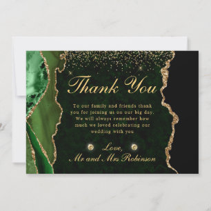 Carte De Remerciements Mariage d'agate de Parties scintillant Green et Go