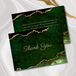 Carte De Remerciements Mariage d'âge vert Parties scintillant or