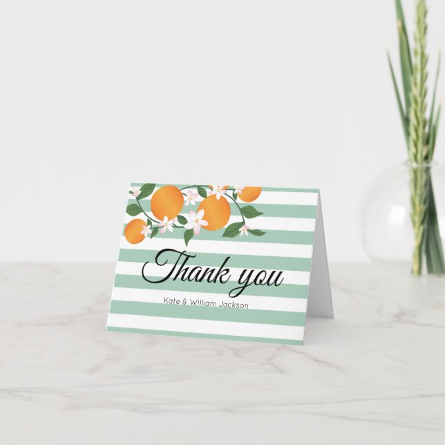 Carte De Remerciements Mariage d'agrumes orangés en fleurs (Devant)