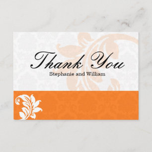 Carte de remerciements Mariage damassé Orange