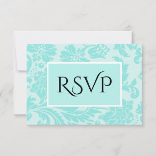 carte de remerciements mariage damassé turquoise