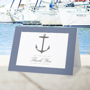 Carte De Remerciements Mariage d'Ancres nautiques simple Dusty Blue