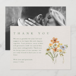 Carte De Remerciements Mariage dans le jardin botanique fleur sauvage Pho