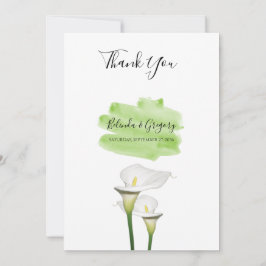 Carte De Remerciements Mariage d'aquarelle blanc Calla Lilies