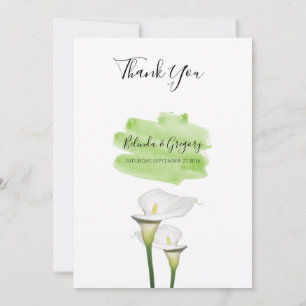 Carte De Remerciements Mariage d'aquarelle blanc Calla Lilies