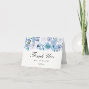 Carte De Remerciements Mariage d'aquarelle bleu foncé