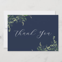 Carte De Remerciements Mariage d'aquarelle botanique bleu marine