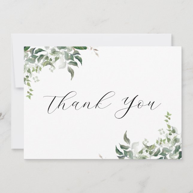 Carte De Remerciements Mariage d'aquarelle botanique noir blanc (Devant)