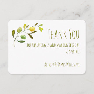 Carte de remerciements mariage d'aquarelle de la b