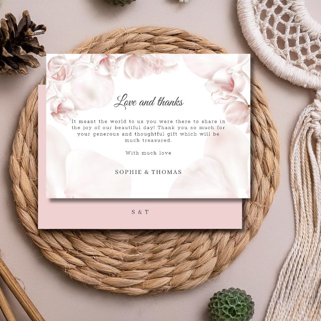 Carte De Remerciements Mariage d'aquarelle d'orchidée rose poussiéreux (Créateur téléchargé)