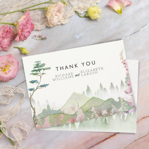 Carte De Remerciements Mariage d'aquarelle fleur sauvage Mountain