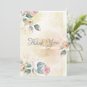 Carte De Remerciements Mariage d'aquarelle florale romantique