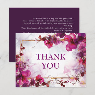 Carte De Remerciements Mariage d'aquarelle Fuchsia