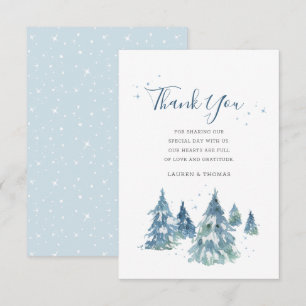Carte De Remerciements Mariage d'aquarelle hiver À feuillage persistant T