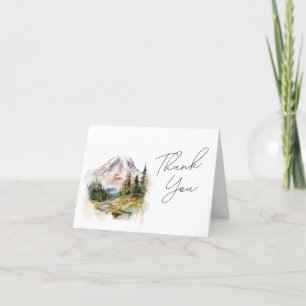 Carte De Remerciements Mariage d'aquarelle Mount Rainier