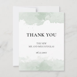 Carte De Remerciements mariage d'aquarelle verte Abstrait