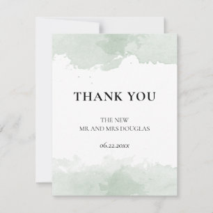Carte De Remerciements mariage d'aquarelle verte Abstrait