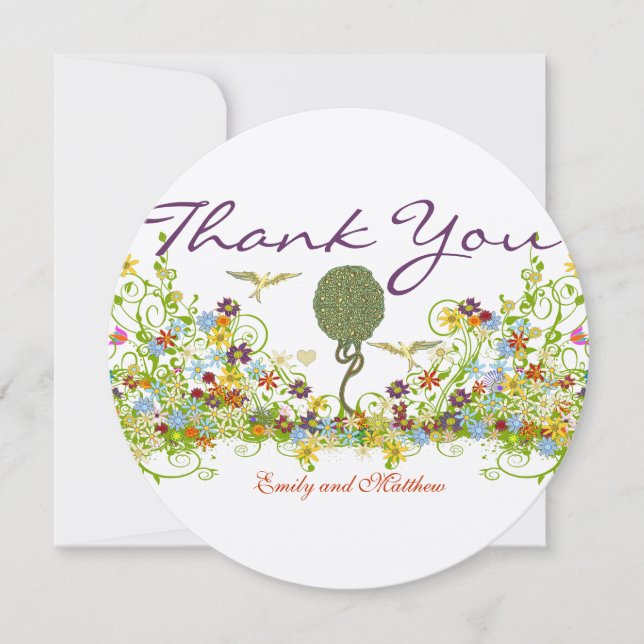 Carte De Remerciements Mariage d'arbre Art nouveau (Devant)