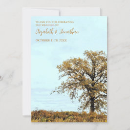 Carte De Remerciements Mariage d'automne sous un chêne rustique