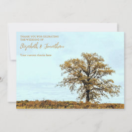 Carte De Remerciements Mariage d'automne sous un chêne rustique