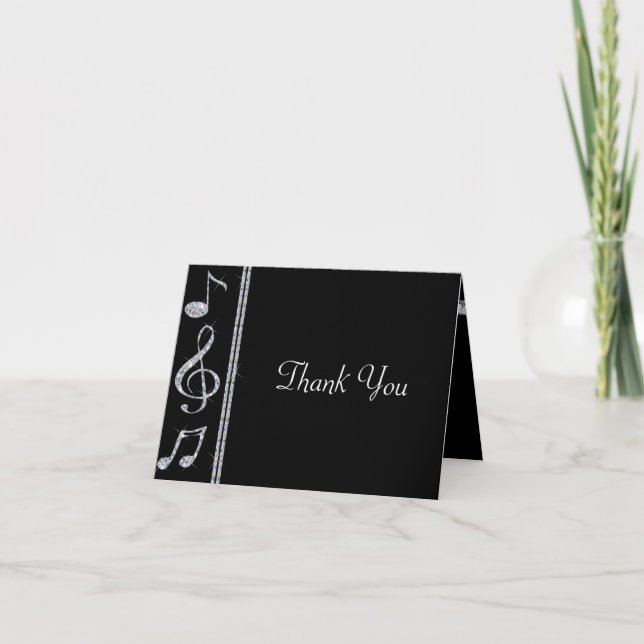 Carte De Remerciements Mariage de amateurs de musique diamant scintillant (Devant)