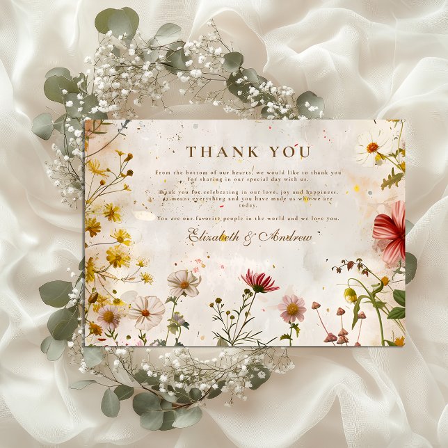 Carte De Remerciements Mariage de automne de prairie fleur sauvage (Créateur téléchargé)