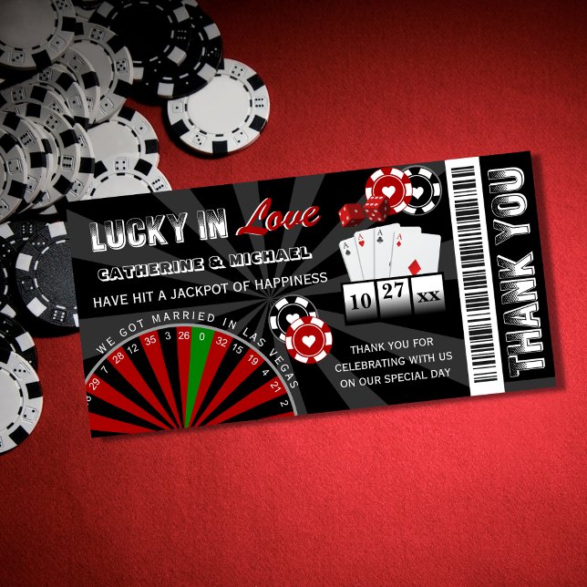 Carte De Remerciements Mariage de billets Las Vegas Casino (Créateur téléchargé)