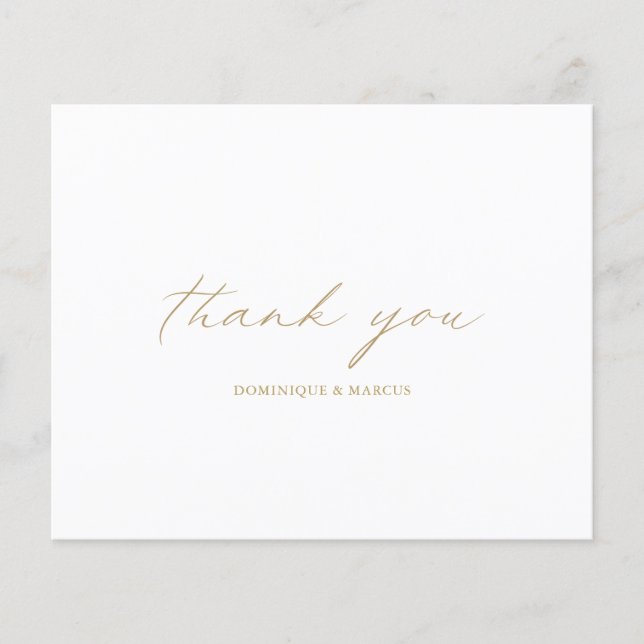 Carte de remerciements Mariage de budget Gold Chic (Devant)