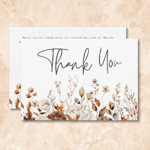 Carte De Remerciements Mariage de cadre floral neutre à automne moderne