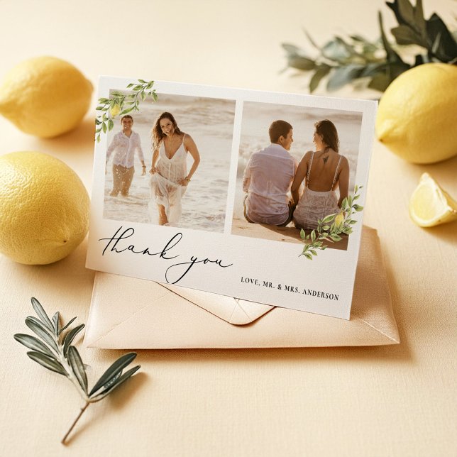Carte De Remerciements Mariage de calligraphie citron jaune (Créateur téléchargé)