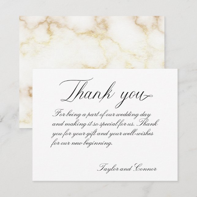 Carte de remerciements Mariage de calligraphie cla (Devant / Derrière)