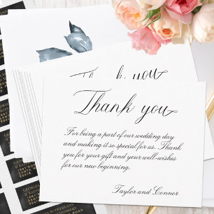 Carte de remerciements Mariage de calligraphie cla