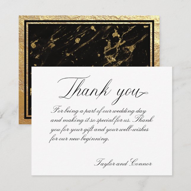 Carte de remerciements Mariage de calligraphie cla (Devant / Derrière)