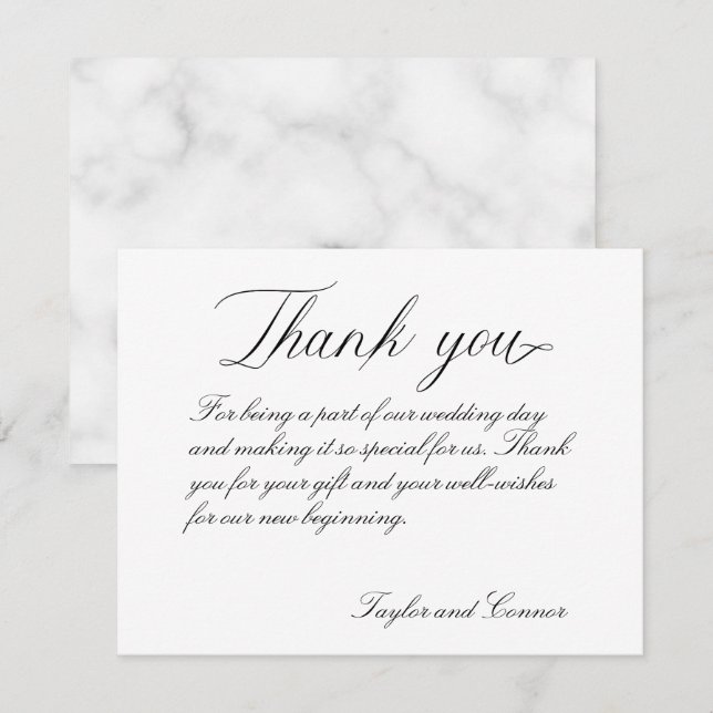 Carte de remerciements Mariage de calligraphie cla (Devant / Derrière)