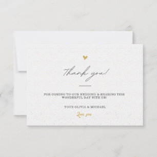 Carte De Remerciements Mariage de calligraphie minimaliste en or blanc et