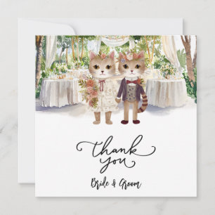 Carte De Remerciements Mariage de chat avec mariée et chambre