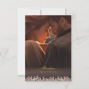 Carte De Remerciements mariage de château dans un jardin floral français