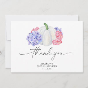 Carte De Remerciements Mariage de citrouille blanche et de fleurs d'horte