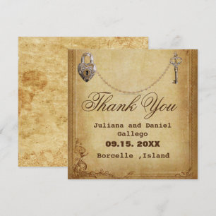 Carte De Remerciements mariage de clé de squelette gothique vintage