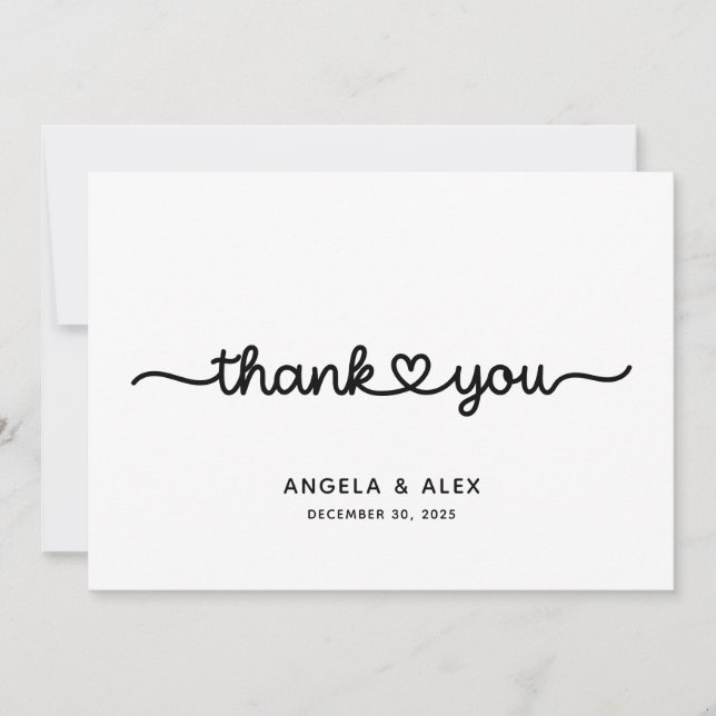 Carte De Remerciements Mariage de coeur mignon (Devant)