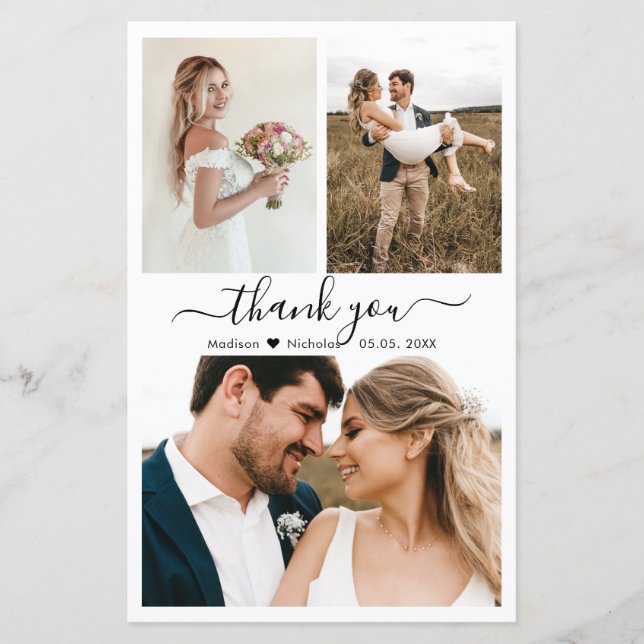 Carte de remerciements Mariage de Collage de photo (Devant)