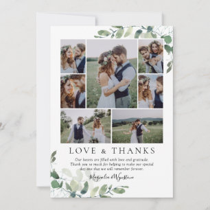 Carte De Remerciements Mariage de Collage photo Eucalyptus