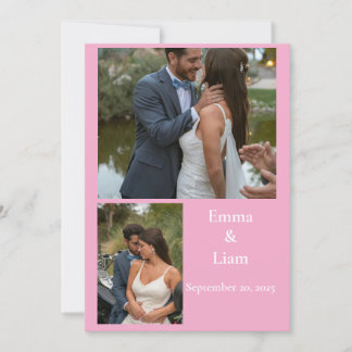 Carte De Remerciements Mariage de collage photo personnalisable rose